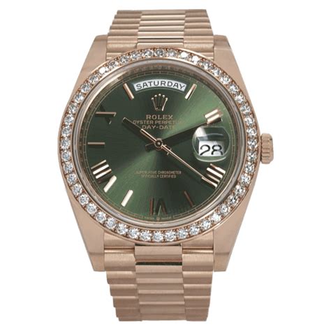 rolex oyster perpetual green olive|rose gold olive day date.